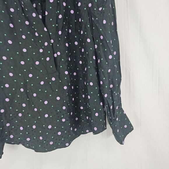Kate Spade Pine Forest Green Pop Dots Blouse Size XS Silk Blend - Picture 7 of 15